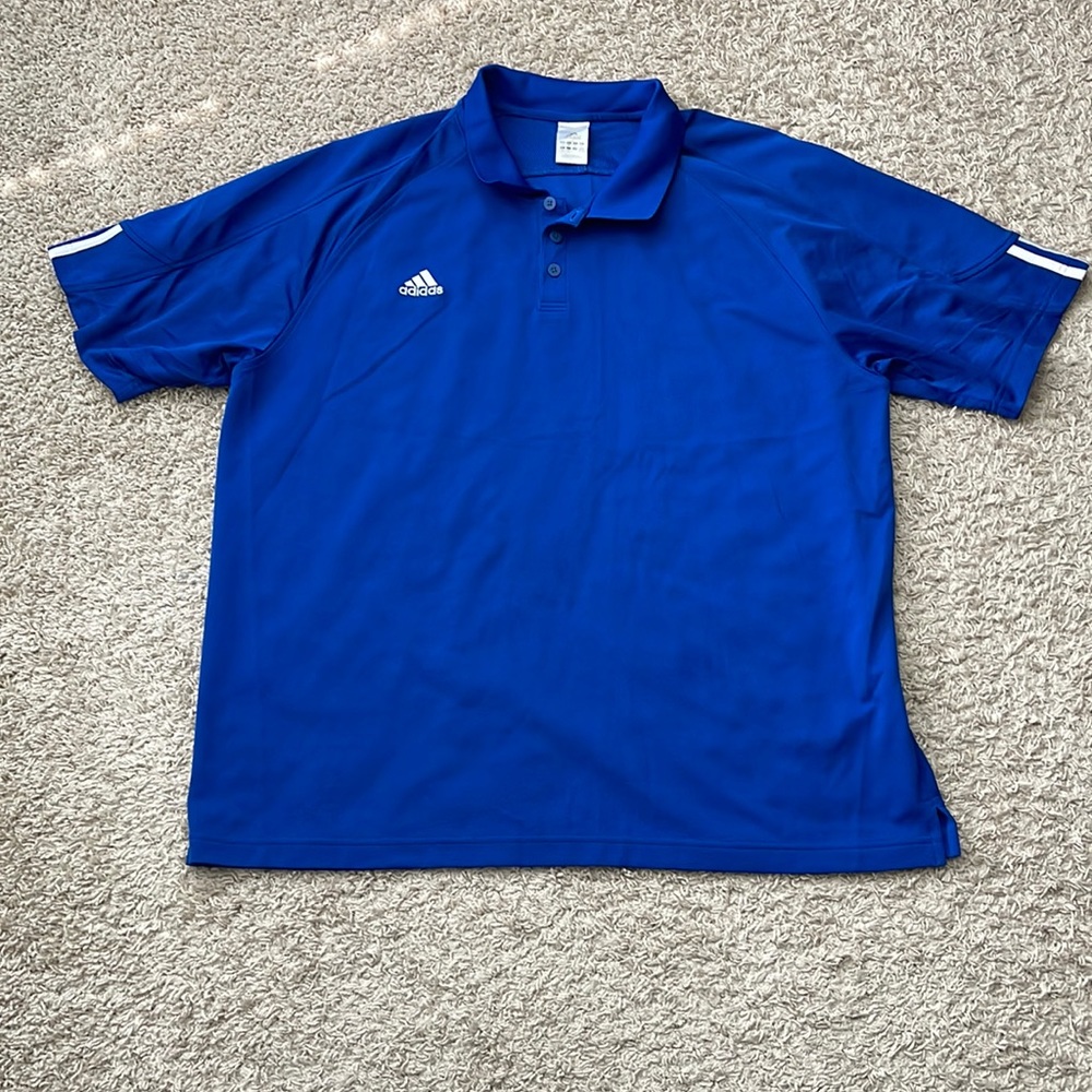EUC Men’s Adidas ClimaCool Royal Blue Short Sleeve  Polo Size 2XL